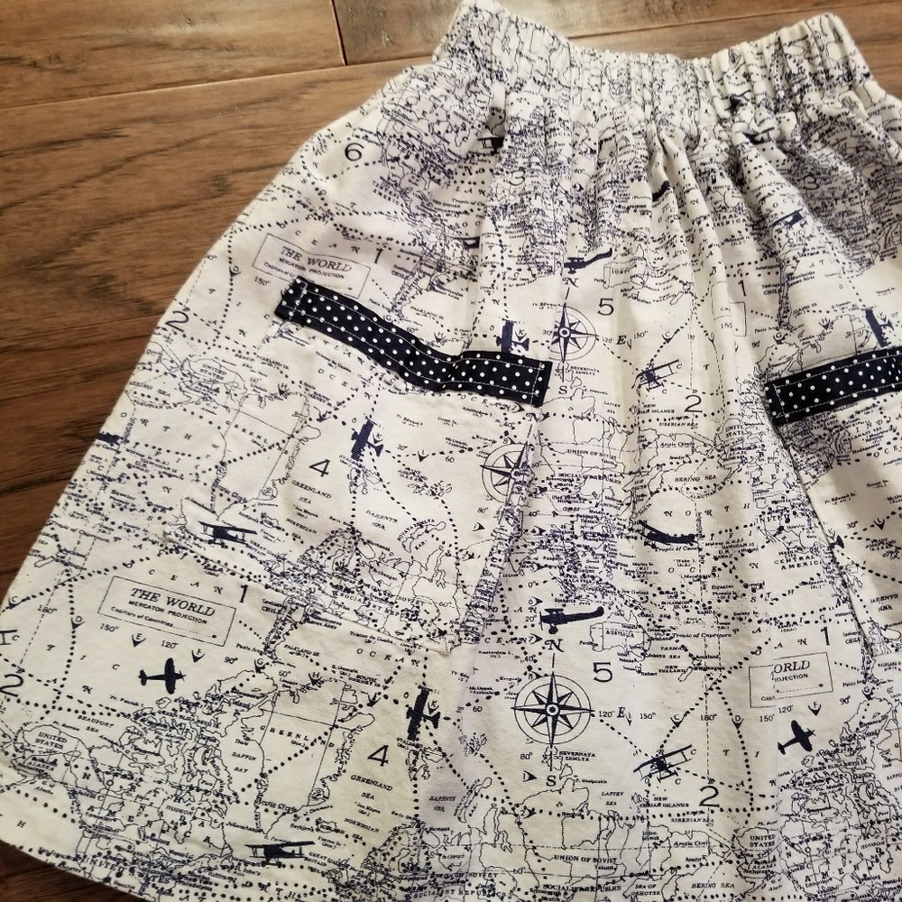 High waisted map print skirt